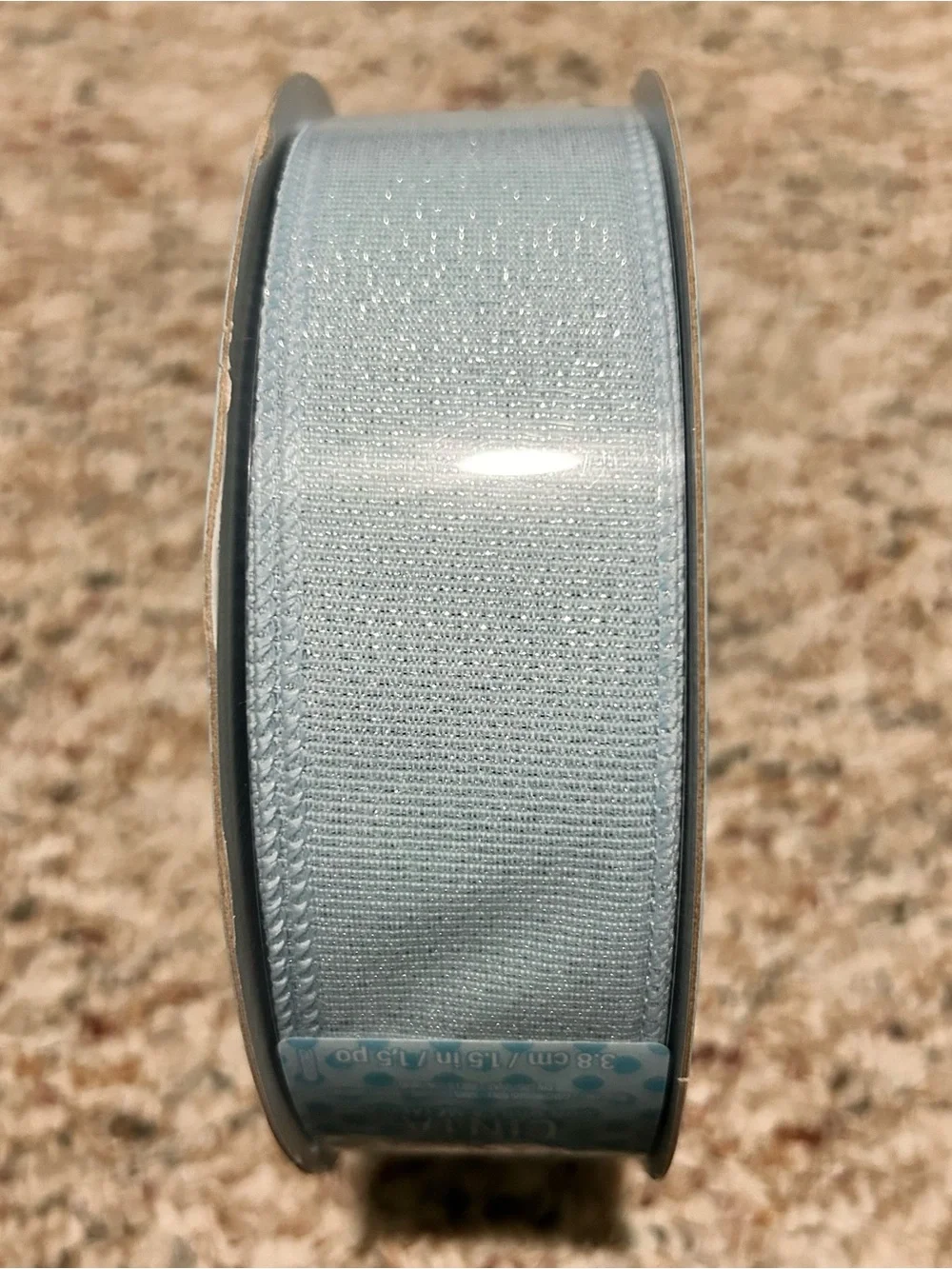Kirkland Signature Wire-Edged Ribbon - Light Glittered Blue 50 yd, 1.5 inches